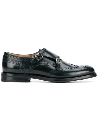 Shop Church's Tartan Print Monk Strap Brogues - Black