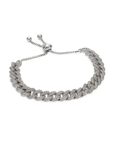 Shop Fallon Armure Crystal Curb Chain Toggle Bracelet In Silver