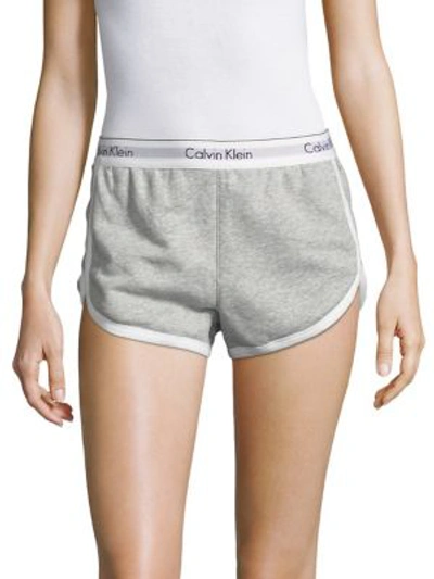 Shop Calvin Klein Logo Sleep Shorts In Heather Grey