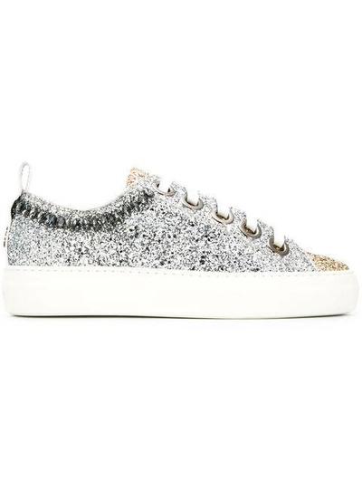 Shop N°21 Platform Glitter Sneakers In Grey