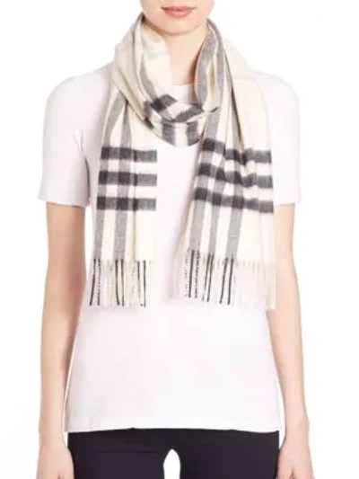 Shop Burberry Giant Check Cashmere Scarf In Natural White