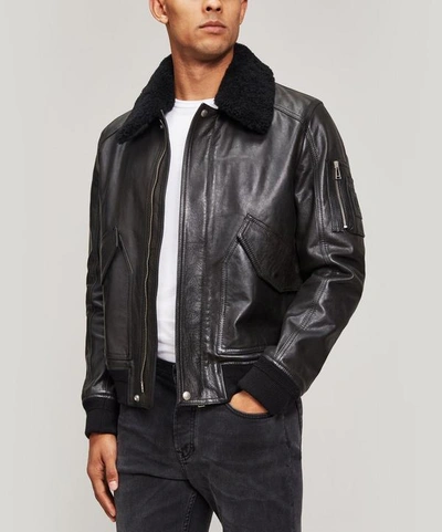 Belstaff Arne Shearling Leather Bomber Jacket In Black | ModeSens