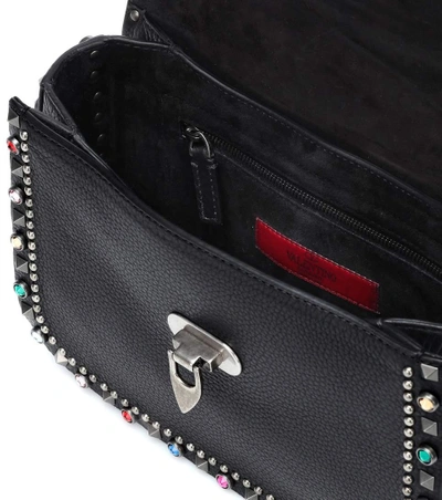 Shop Valentino Garavani Rockstud Leather Shoulder Bag In Black