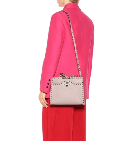 Shop Valentino Rockstud Leather Shoulder Bag In Pink
