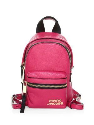 Shop Marc Jacobs Micro Logo Leather Backpack In Magenta