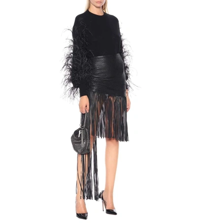 Shop Magda Butrym St John Fringed Leather Skirt In Black