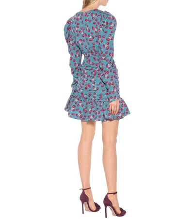 Shop Magda Butrym Borneo Floral Silk Minidress In Blue