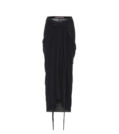 Shop Rick Owens Lilies Draped Knit Skirt In Black