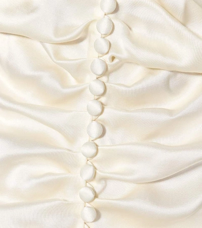 Shop Magda Butrym Tefe Feather Trim Silk-blend Minidress In White