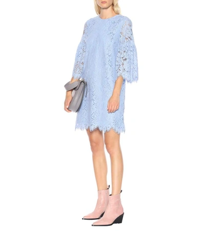 Shop Ganni Lace Dress In Blue