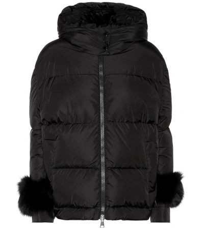 Shop Moncler Effraie Fur-trimmed Down Jacket In Black