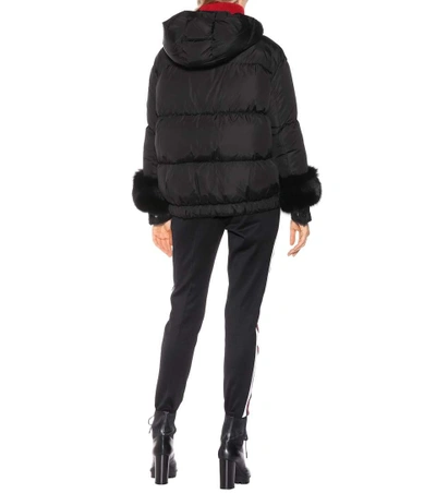 Shop Moncler Effraie Fur-trimmed Down Jacket In Black