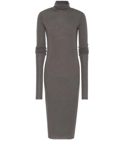 Shop Rick Owens Lilies Knit Turtleneck Dress In Brown