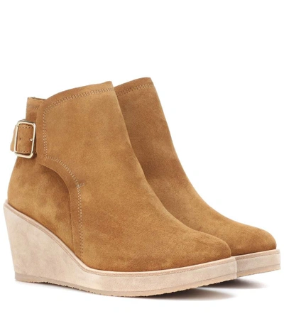 Shop A.p.c. Suede Ankle Boots In Beige
