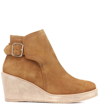 Shop Apc Suede Ankle Boots In Beige