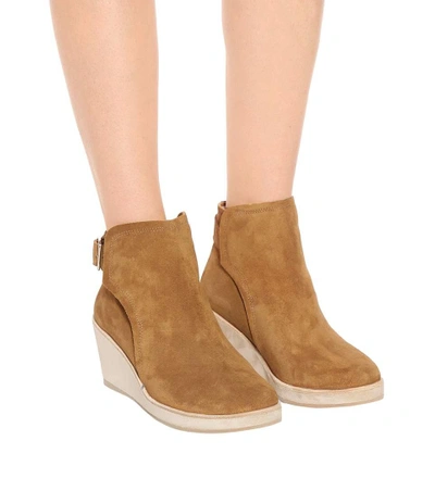 Shop Apc Suede Ankle Boots In Beige