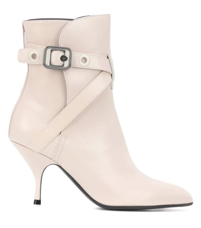 Shop Bottega Veneta Moodec Leather Ankle Boots In White