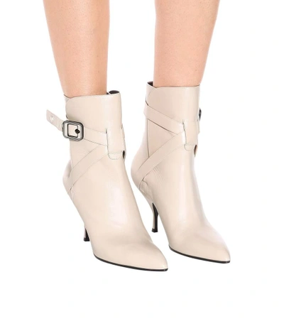 Shop Bottega Veneta Moodec Leather Ankle Boots In White