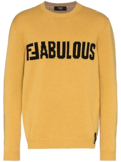 Shop Fendi Two-tone 'ffabulous' Jumper - Yellow