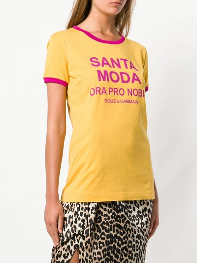 Shop Dolce & Gabbana Printed Slim-fit T-shirt - Yellow & Orange