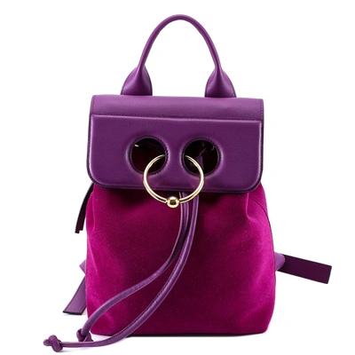 Shop Jw Anderson Suede Pierced Backpack In Purple