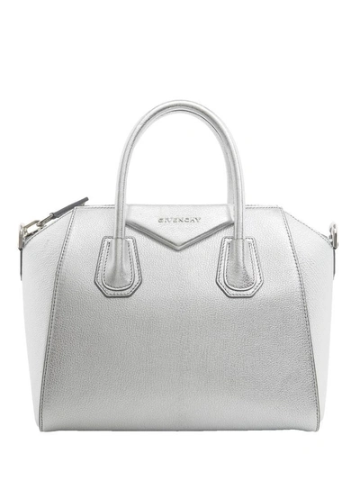 Shop Givenchy Antigona Small Tote Bag In Silver