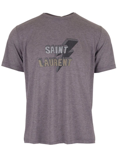 Shop Saint Laurent Lightning Logo T In Grey