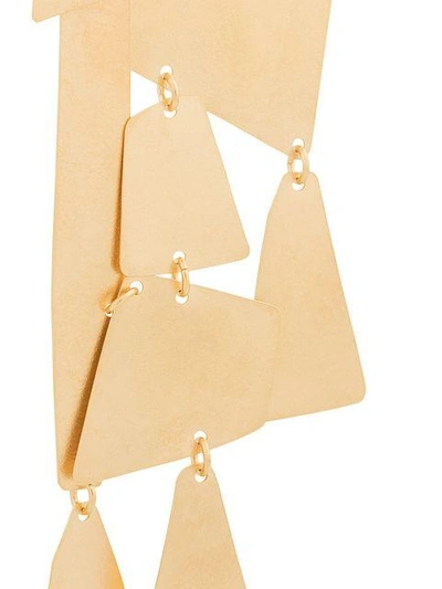 Shop Annie Costello Brown Oversized Geometric Pendant Earrings In Metallic