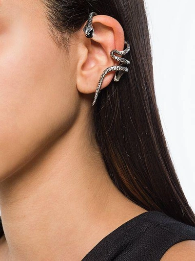Shop Saint Laurent Snake Shaped Earrings - Metallic