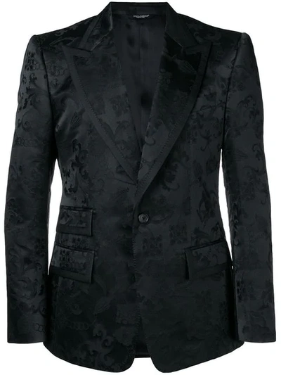 Shop Dolce & Gabbana Fitted Brocade Jacket In Black