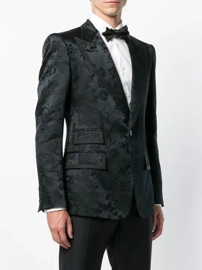 Shop Dolce & Gabbana Fitted Brocade Jacket In Black