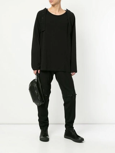 Shop Yohji Yamamoto Detachable Sleeve T-shirt - Black