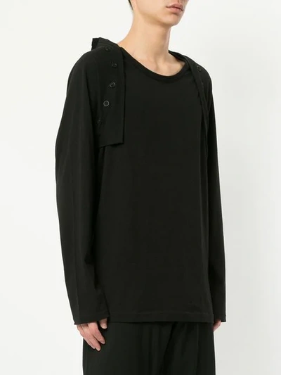 Shop Yohji Yamamoto Detachable Sleeve T-shirt - Black