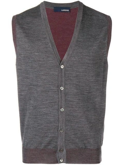 Shop Lardini Sleeveless Cardigan In Grey