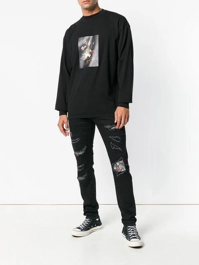 Shop Palm Angels Floral Print Longsleeved T In Black