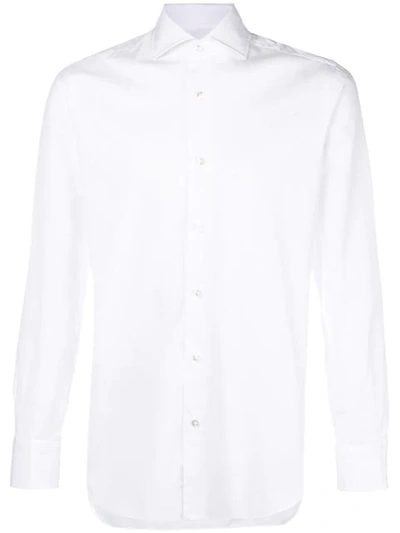 Shop Barba Long Sleeved Shirt In White