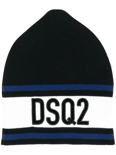 Shop Dsquared2 Logo Embroidered Beanie In Black