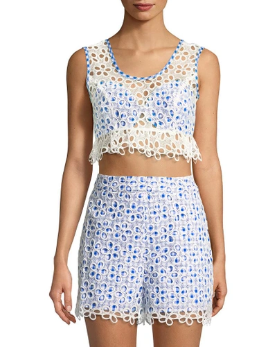 Shop Anna Sui Gingham And Daisies Crop Top In Nocolor