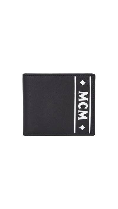 Shop Mcm Coburg Logo Strip Two Fold Wallet In Black