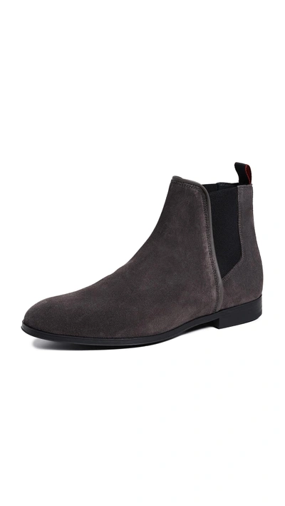 Shop Hugo Boheme Suede Desert Boots In Dark Grey
