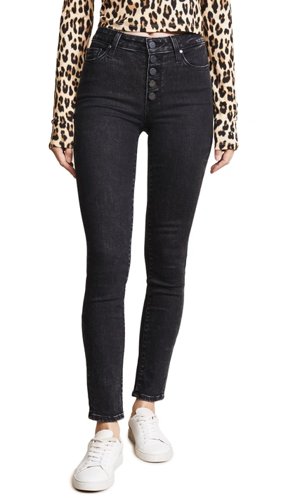 Shop Paige Hoxton Ankle Peg Exposed Button Fly Jeans In City Noir