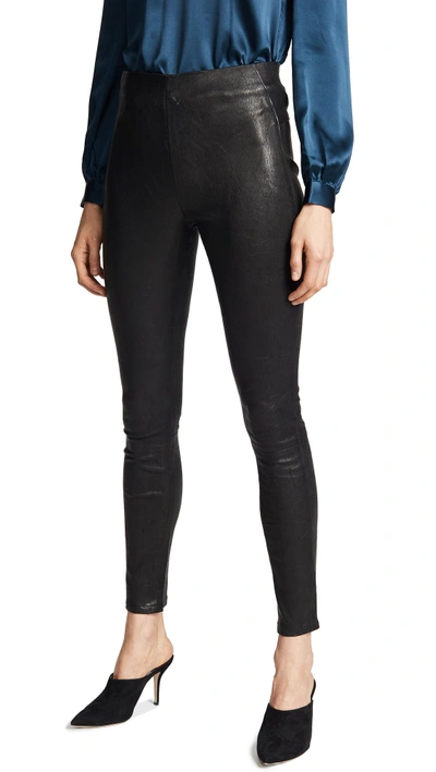 Shop Veronica Beard Indy Leather Leggings In Black