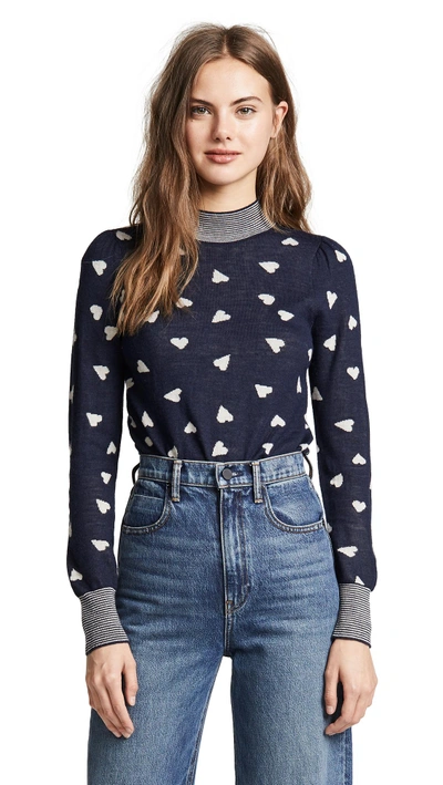 Shop Rebecca Taylor Speckled Sweater In Navy Combo