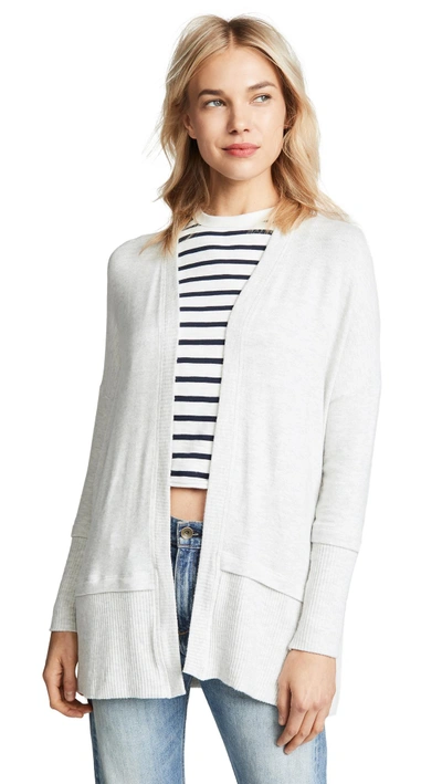 Shop Three Dots Brushed Knit Cardigan In Ash