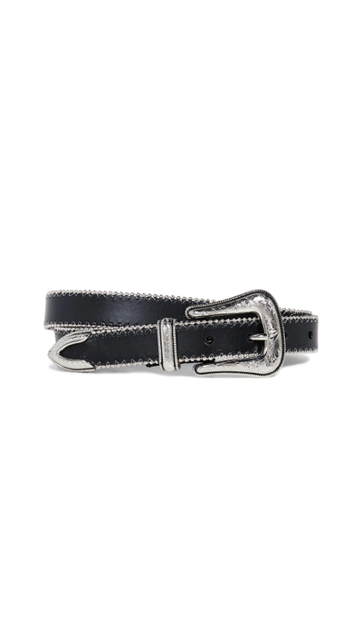 Shop Rebecca Minkoff Belen Smooth Ball Chain Belt In Black/pol Nickel