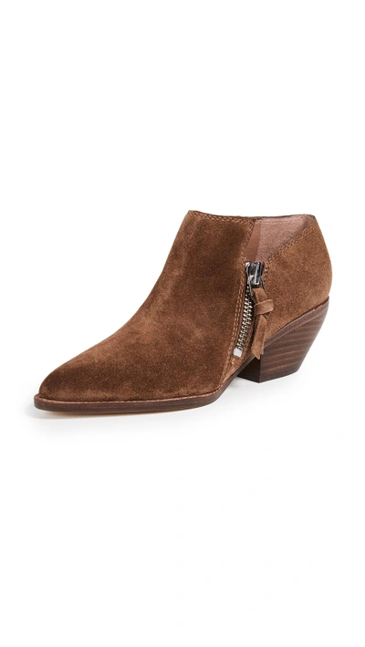 Shop Sigerson Morrison Hannah Point Toe Booties In Farro Brown