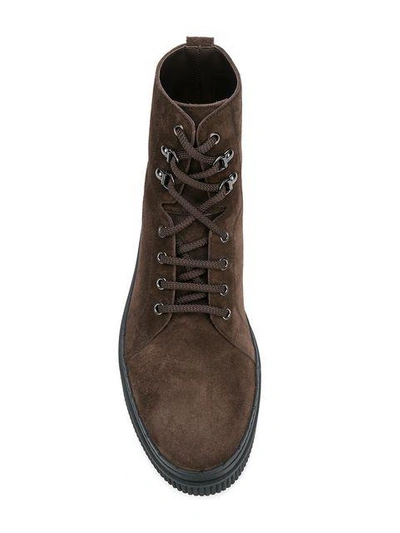 Shop Tod's Lace Up Ankle Boots - Brown