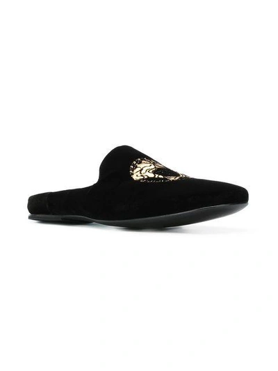 Shop Versace Embroidered Mules In D41oh Noir/or