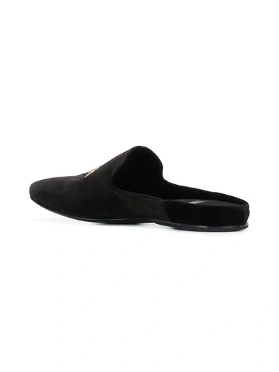 Shop Versace Embroidered Mules In D41oh Noir/or