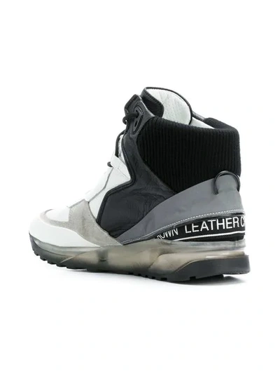 Shop Leather Crown Aero Hi-top Sneakers - Black